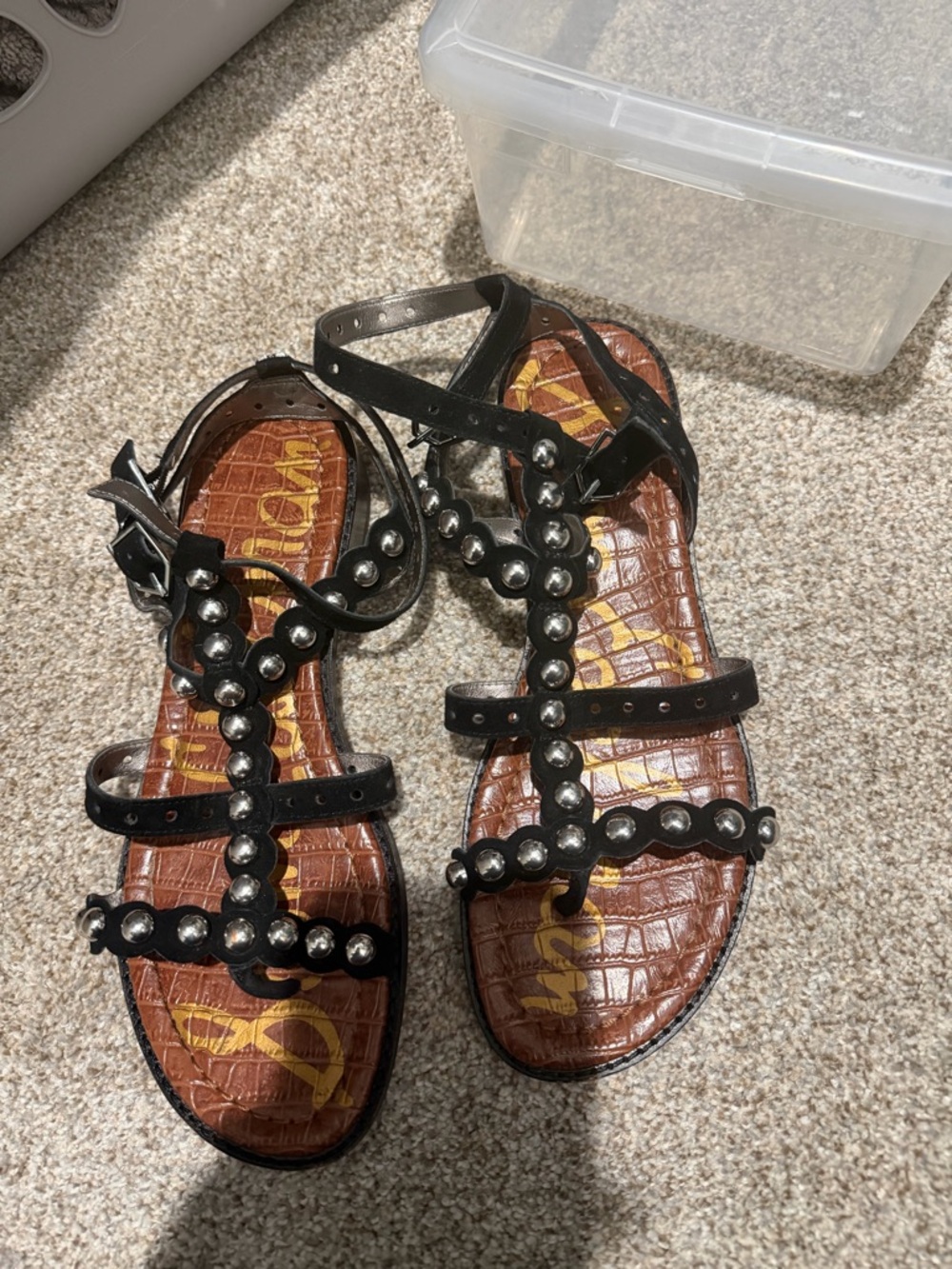Sam Edelman Black Studded Gladiator Sandals